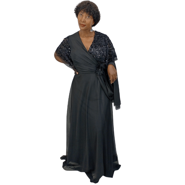 Cross over evening dress (2913/Black) – Wembesi
